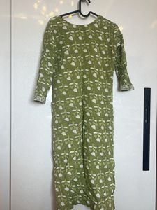 Olive Green Kutri And Pajama Set