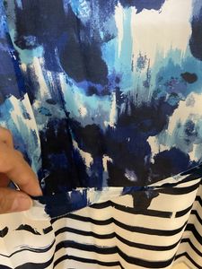 Women Blue Tie-Dye Striped Dress/Tunic