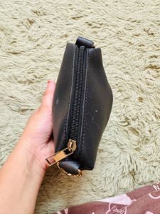 Stylish Black Faux Leather Pouch