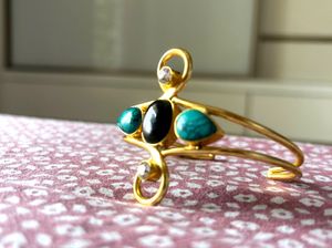 Golden Bangle Kada With Gemstone Embellishments
