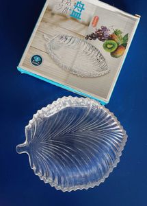 Elegant Glass Leaf-Shaped Serving Dish