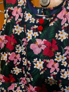 Floral Dress with Red Jacket