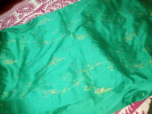 Emerald Green &amp; Gold Sari