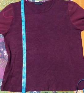 GIRL FULL SLEEVE ROUND NECK MAROON TOP