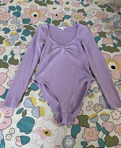 Original H&amp;M Lavender Ribbed Bodysuit Top | Size S