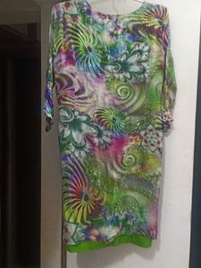 Vibrant Floral Print V-Neck Dress