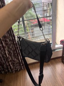 Quilted Black Hobo Bag