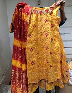 Yellow embroidered kurta sharara set