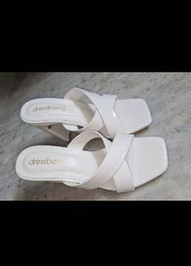 White Criss-Cross Block Heel Sandals