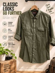 John Players Classic Green Cotton Shirt