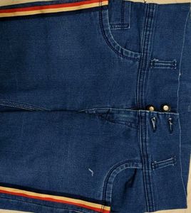 High-Waisted Striped Jeans