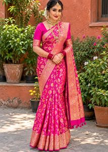 Stunning Pink Banarasi Silk Saree