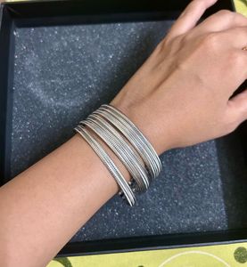 Boho Multi-Strand Silver Bangle Set