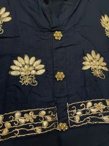 Rajasthani hota Patti Elegant Navy Blue Kurta Set
