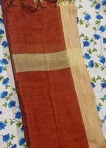 Elegant Rust Dupatta with Gold Border