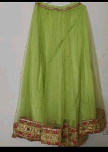 Beautiful Lime Green Lehenga with Red Dupatta