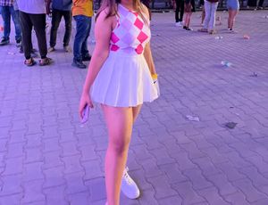 Combo of Tank top and white tennis skirt