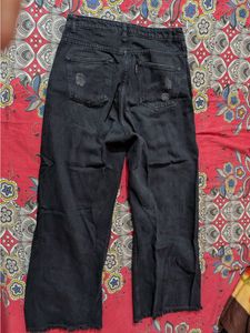 Freakins Black Distressed High-Waisted Jeans