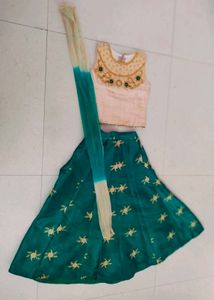 Emerald Green Embroidered Lehenga Choli Set