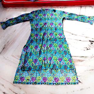 Vibrant Blue Floral Print Kurti
