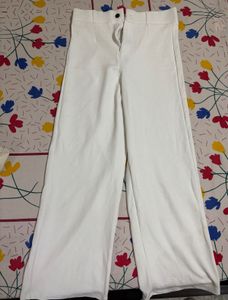 Women's White Viscose Rayon Pants