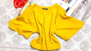 Vibrant Yellow Batwing Sleeve Top