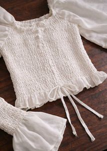 New Pinterest Aesthetic Smocked Front Tie Top