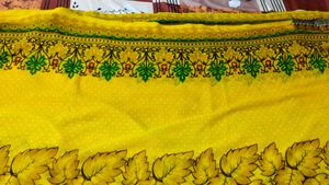 Yellow Floral Print Saree with Blouse
