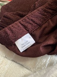 Brown Chic Ruched Midi Skirt