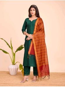 Elegant Green Kurta Set with Dupatta|Lmited offer