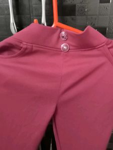 Maroon High-Waist Pants