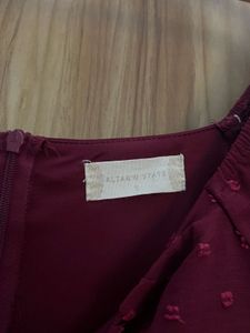 Chic Maroon Swiss Dot Dress