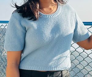 Sky Blue Ribbed Knit Top