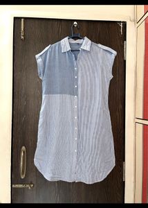 Blue Striped Shirt Dress