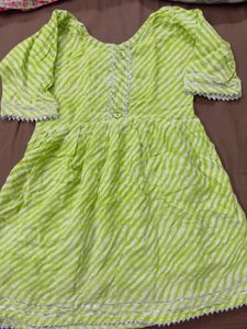 Lime Green Striped Kurta for 2-5 years