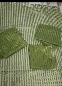 8 feet Pack of 6Stylish Green Striped Curtains
