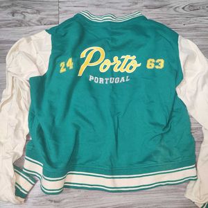 y2k green Portugal varsity jacket