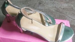 Shiny Silver stabut wantimen heels