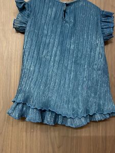 New designer Crushed Blue Puff Sleeve Top