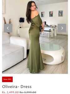 MyNomad- Olive Off-Shoulder Evening Gown