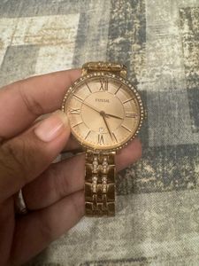 Fossil Rose Gold Watch with Crystals