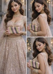 Sparkly glitter Striped Clutch for wedding
