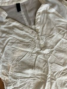 White Button-Up Casual Top