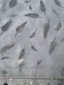 Elegant light blue Saree with Silver Feather