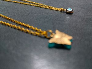 Fancy Golden Evil-eye And Butterfly Neck piece