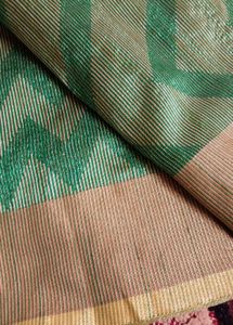 Green Chevron Print Saree