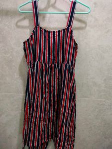 Striped Button-Front Jumpsuit