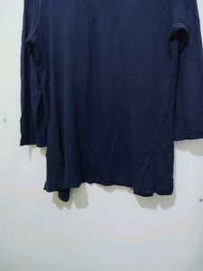 Voguish Navy Blue Shrug Or Coverup With Ruffles