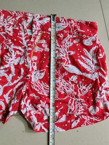 Red Tropical Print Shorts