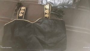 Elegant bollywood Black &amp; Gold Net Saree with stic